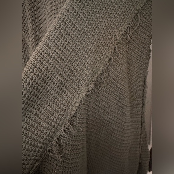 Free People Olive Green Moonshine Sweater Waffle Knit Cold Shoulder - Picture 5 of 9